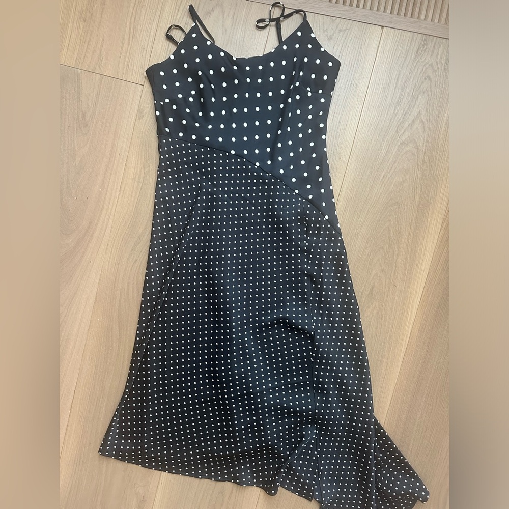 a new day black/white polka dot dress XS